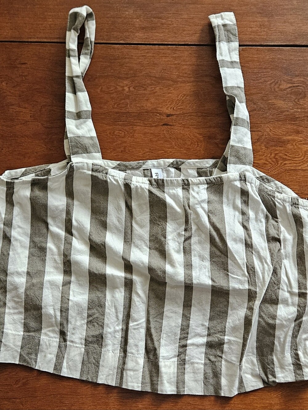 RVCA Olive and Cream Striped Tank Top